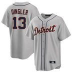 Johmsee D.Tigers #13 Dillon Dingler Player Gray Home Game Stitched Jerseys
