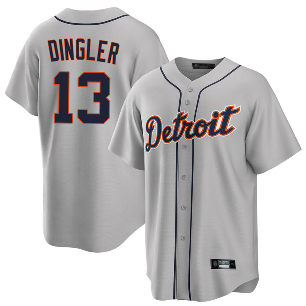 Johmsee D.Tigers #13 Dillon Dingler Player Gray Home Game Stitched Jerseys