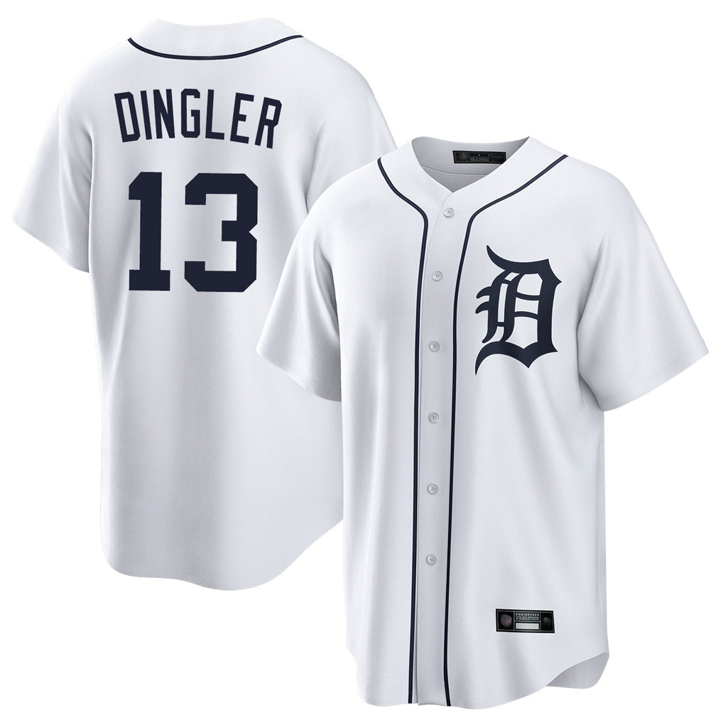 Johmsee D.Tigers #13 Dillon Dingler Player White Home Game Stitched Jerseys
