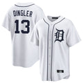 Johmsee D.Tigers #13 Dillon Dingler Player White Home Game Stitched Jerseys