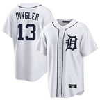 Johmsee D.Tigers #13 Dillon Dingler Player White Home Game Stitched Jerseys