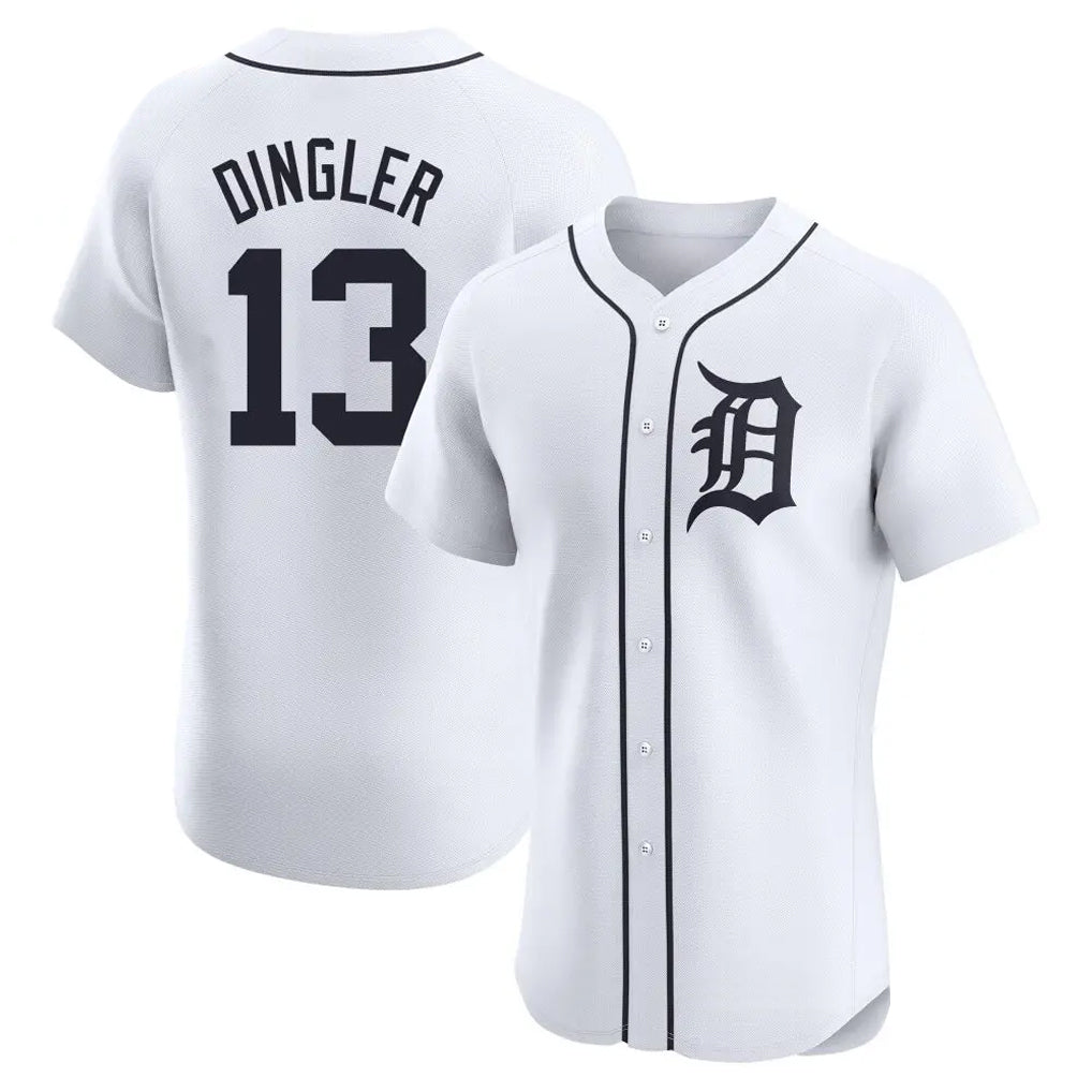 Johmsee D.Tigers #13 Dillon Dingler Player White Limited Elite Home Stitched Jerseys