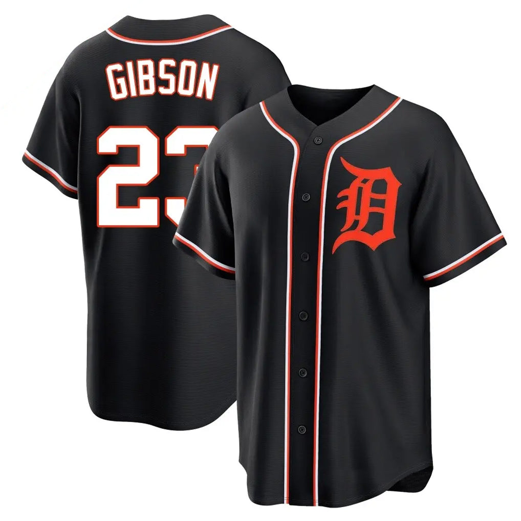 Johmsee D.Tigers #23 Kirk Gibson Player Black Fashion Out Home Game Stitched Jerseys