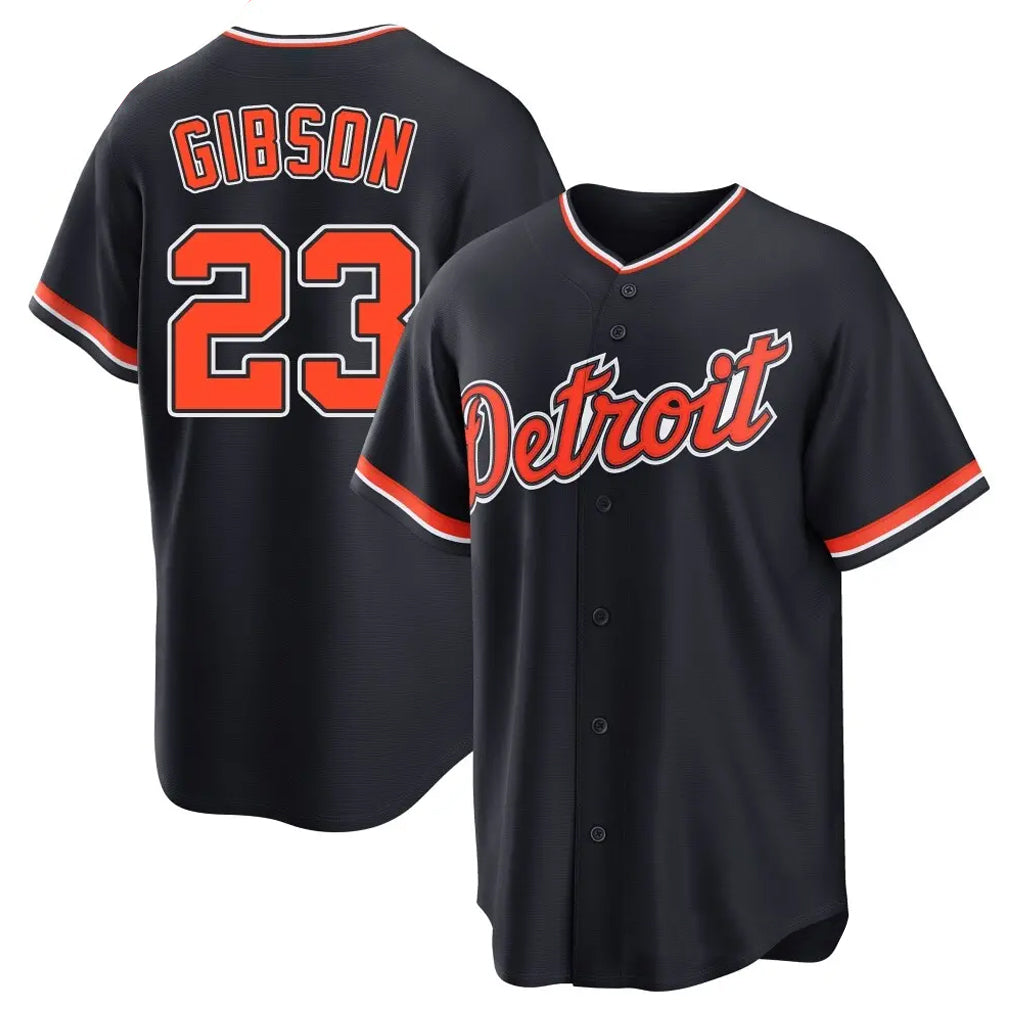 Johmsee D.Tigers #23 Kirk Gibson Player Navy Home Game Stitched Jerseys