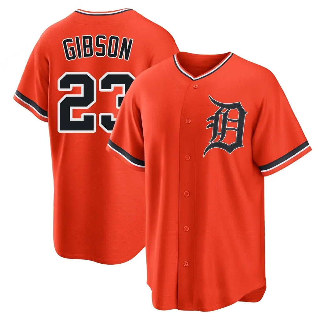 Johmsee D.Tigers #23 Kirk Gibson Player Orange Home Game Stitched Jerseys