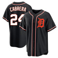 Johmsee D.Tigers #24 Miguel Cabrera Player Black Fashion Out Home Game Stitched Jerseys