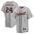 Johmsee D.Tigers #24 Miguel Cabrera Player Gray Home Game Stitched Jerseys
