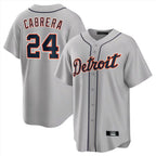 Johmsee D.Tigers #24 Miguel Cabrera Player Gray Home Game Stitched Jerseys