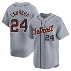 Johmsee D.Tigers #24 Miguel Cabrera Player Gray Home Limited Stitched Jerseys
