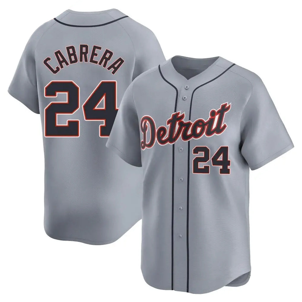Johmsee D.Tigers #24 Miguel Cabrera Player Gray Home Limited Stitched Jerseys
