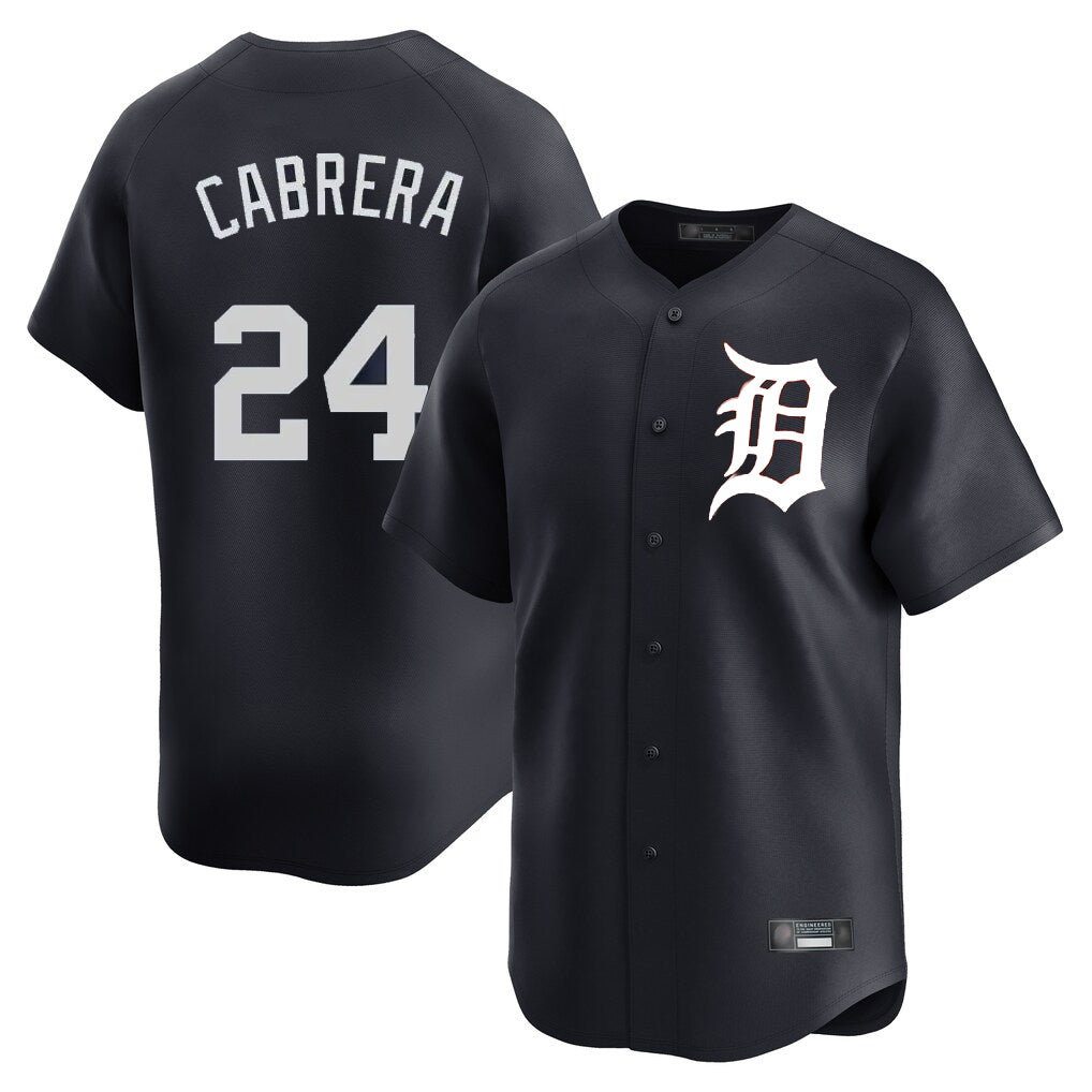 Johmsee D.Tigers #24 Miguel Cabrera Player Navy Home Limited Game Stitched Jerseys