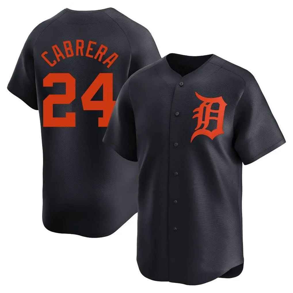 Johmsee D.Tigers #24 Miguel Cabrera Player Navy Limited Elite Home Game Stitched Jerseys