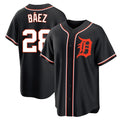 Johmsee D.Tigers #28 Javier Báez Player Black Fashion Out Home Game Stitched Jerseys