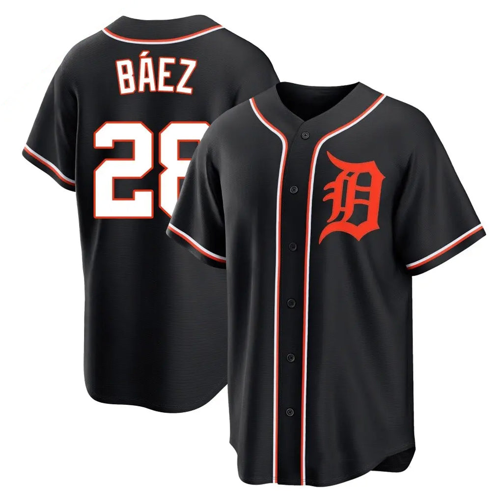 Johmsee D.Tigers #28 Javier Báez Player Black Fashion Out Home Game Stitched Jerseys