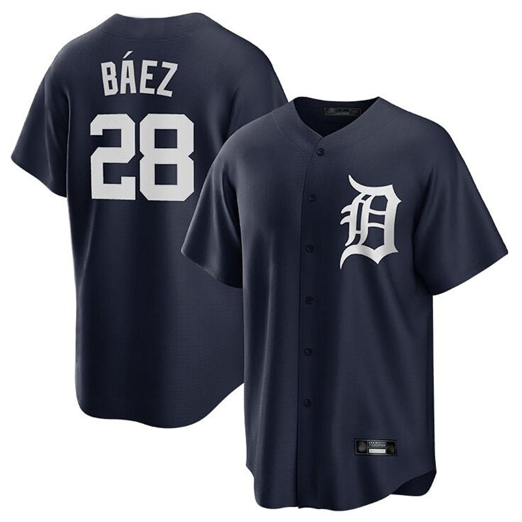 Johmsee D.Tigers #28 Javier Báez Player Navy Game Home Stitched Jerseys