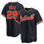 Johmsee D.Tigers #28 Javier B¨¢ez Player Navy Home Game Stitched Jerseys