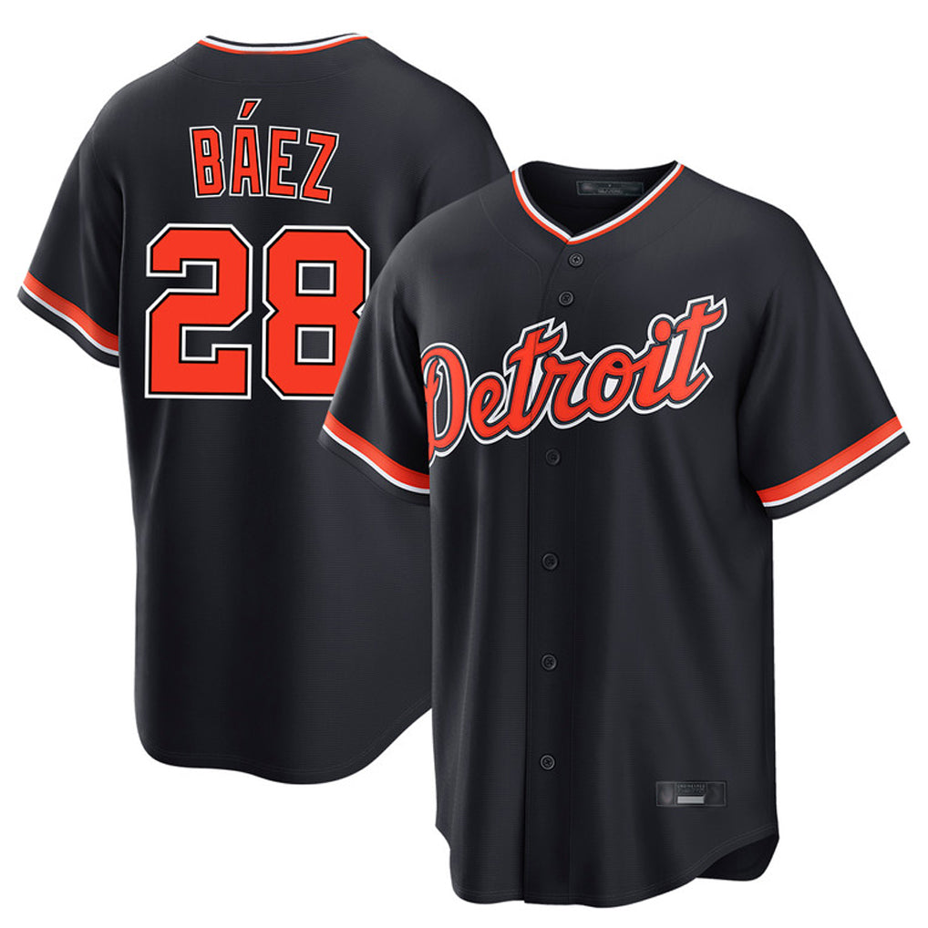 Johmsee D.Tigers #28 Javier B¨¢ez Player Navy Home Game Stitched Jerseys