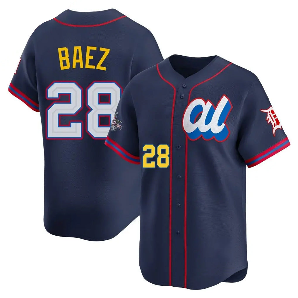 Johmsee D.Tigers #28 Javier Báez Player Navy Limited American League All-Star Edition Stitched Jerseys