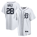 Johmsee D.Tigers #28 Javier Báez Player White Home Game Stitched Jerseys