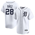 Johmsee D.Tigers #28 Javier Báez Player White Home Limited Stitched Jerseys