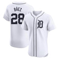 Johmsee D.Tigers #28 Javier Báez Player White Limited Elite Home Stitched Jerseys