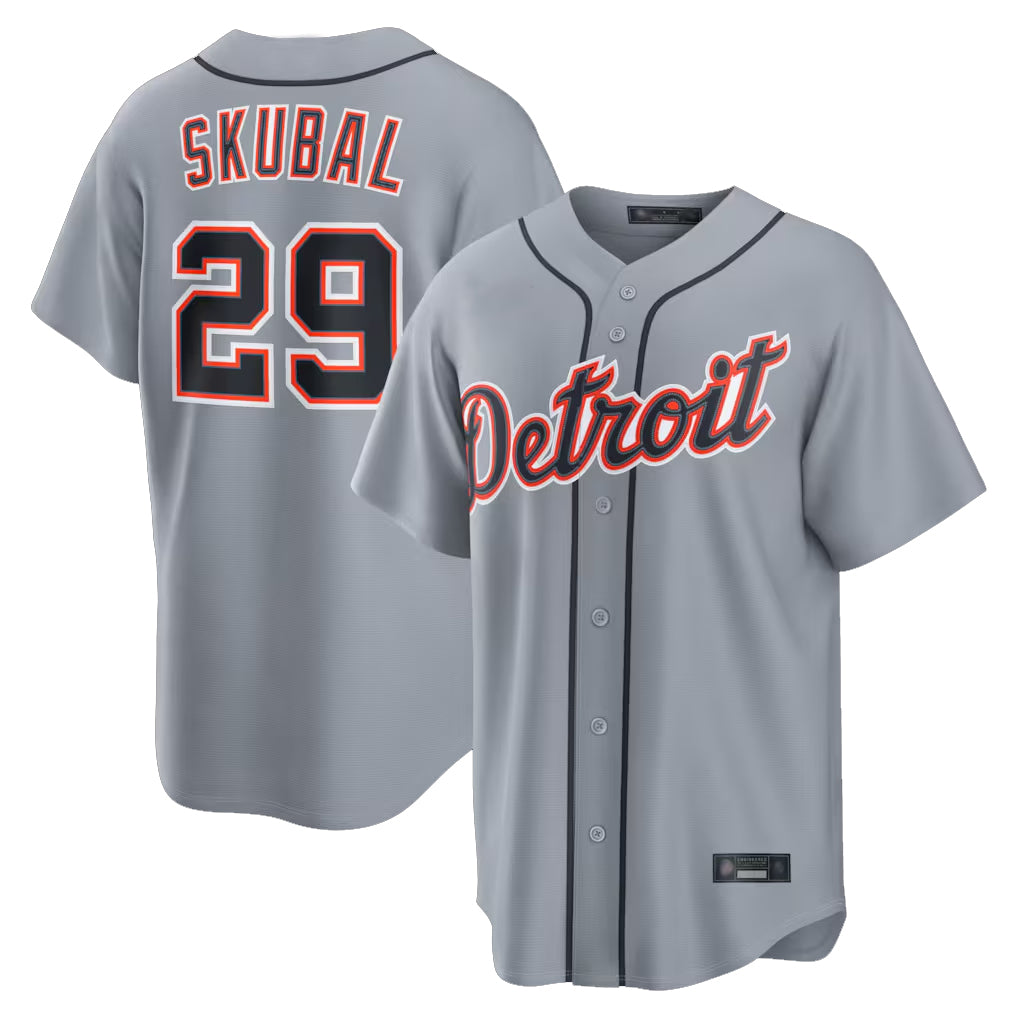Johmsee D.Tigers #29 Tarik Skubal Player Gray Home Game Stitched Jerseys