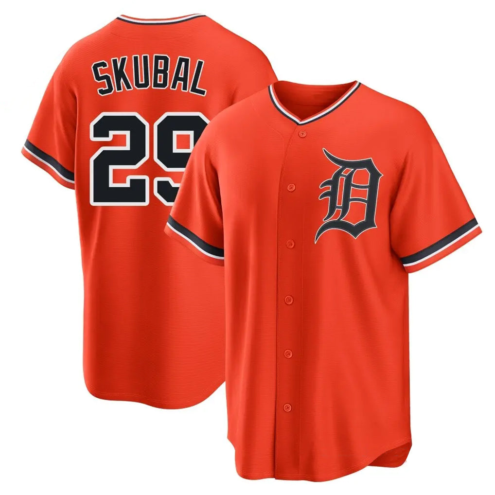Johmsee D.Tigers #29 Tarik Skubal Player Orange Home Game Stitched Jerseys