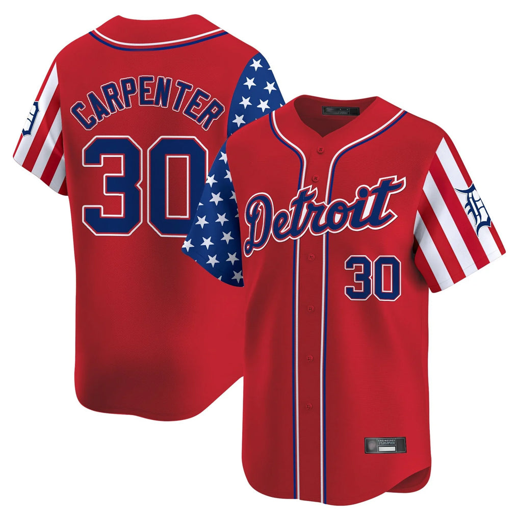 Johmsee D.Tigers #30 Kerry Carpenter Player Red Independence Day Vapor Premier Limited Stitched Jerseys