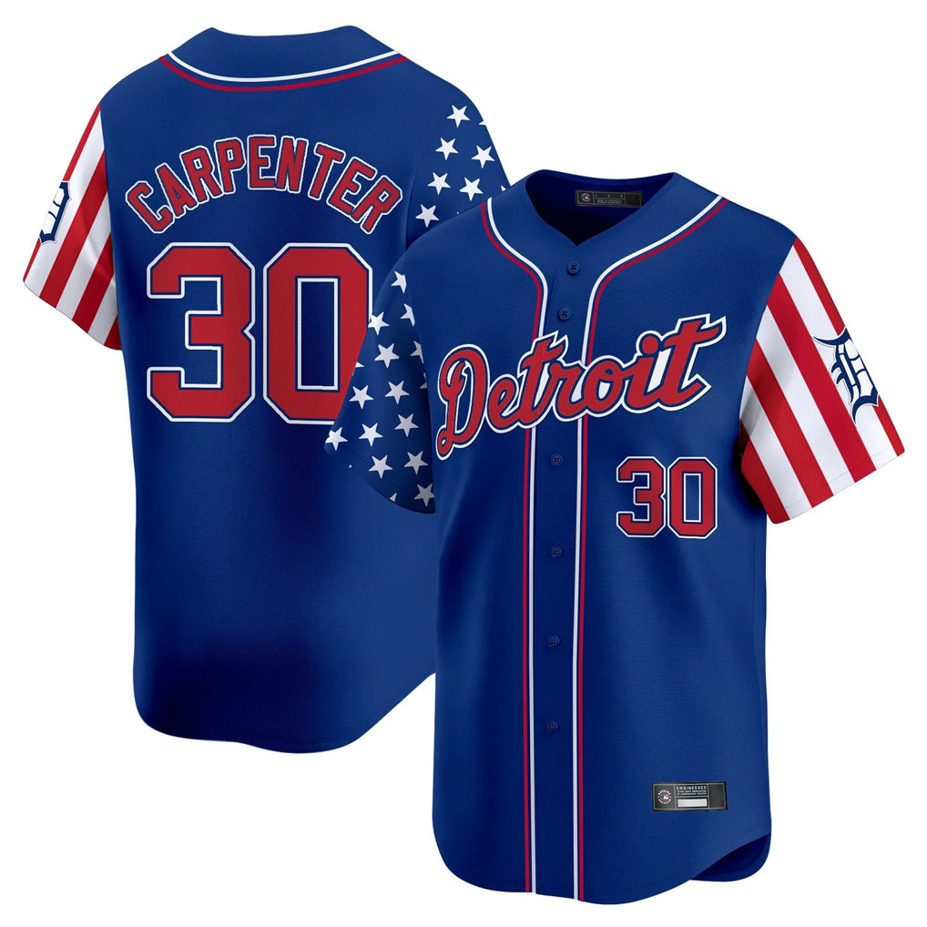 Johmsee D.Tigers #30 Kerry Carpenter Player Royal Independence Day Vapor Premier Limited Stitched Jerseys