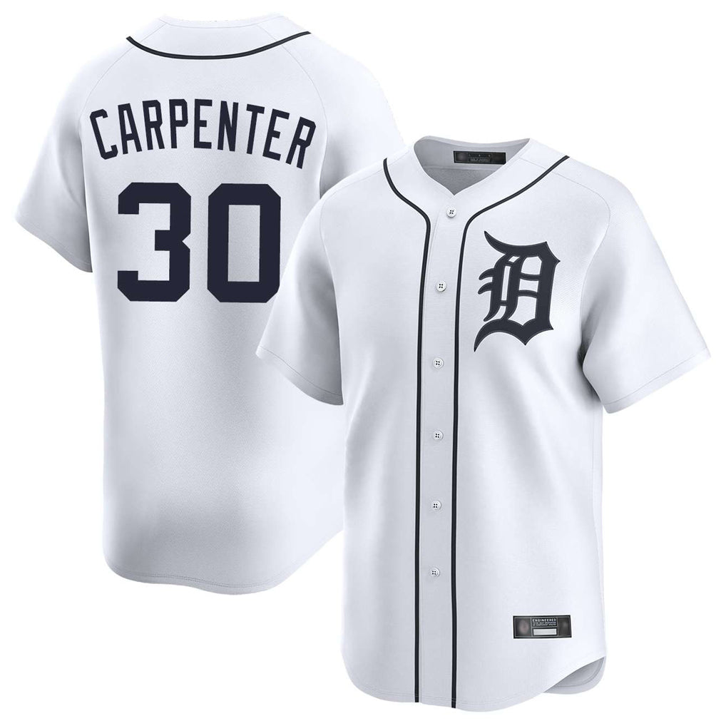 Johmsee D.Tigers #30 Kerry Carpenter Player White Home Limited Stitched Jerseys