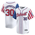 Johmsee D.Tigers #30 Kerry Carpenter Player White Independence Day Vapor Premier Limited Stitched Jerseys