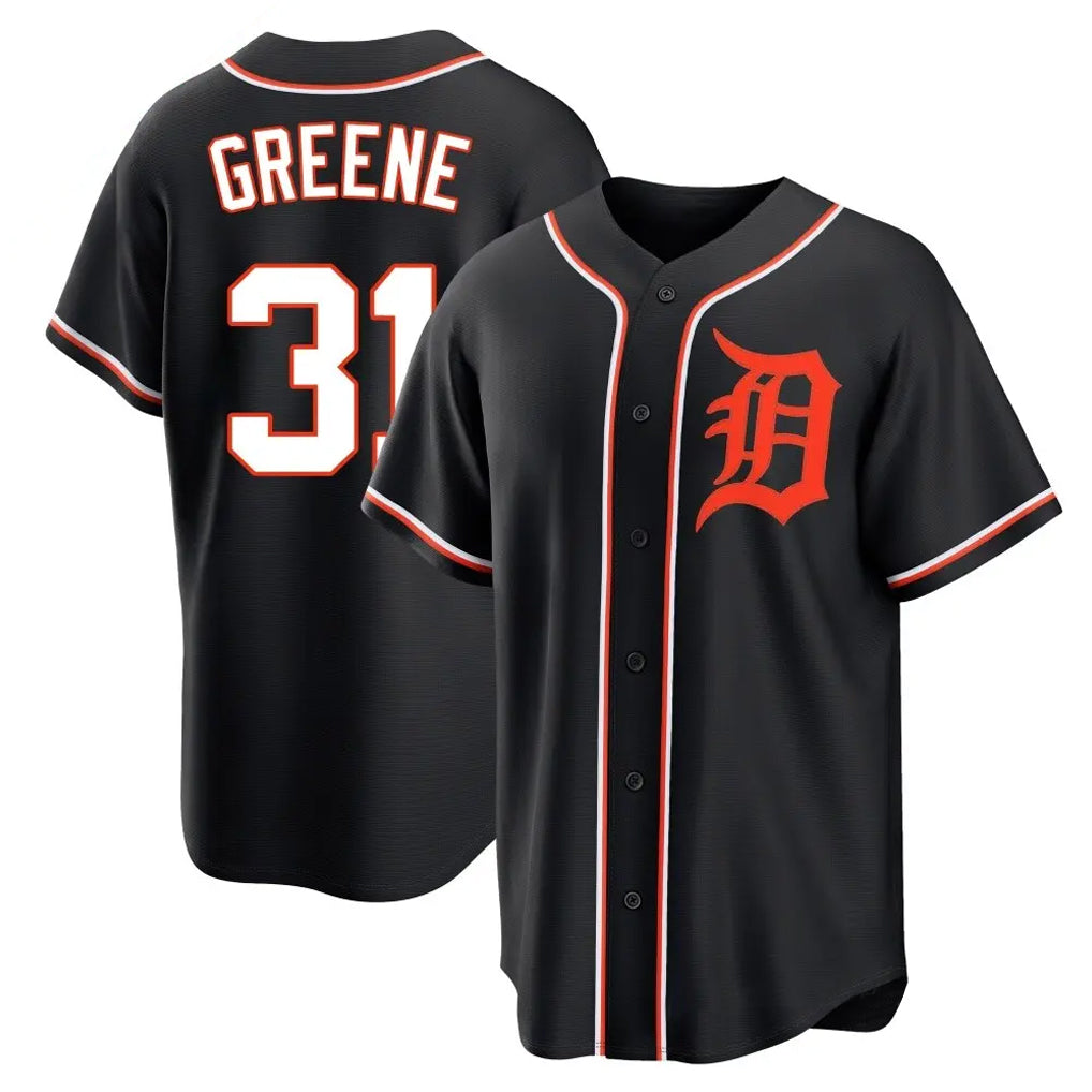 Johmsee D.Tigers #31 Riley Greene Player Black Fashion Out Home Game Stitched Jerseys