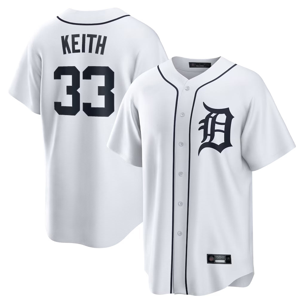 Johmsee D.Tigers #33 Colt Keith Player White Home Game Stitched Jerseys