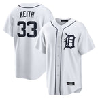 Johmsee D.Tigers #33 Colt Keith Player White Home Game Stitched Jerseys