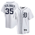 Johmsee D.Tigers #35 Justin Verlander Player White Home Game Stitched Jerseys