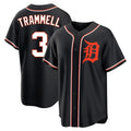 Johmsee D.Tigers #3 Alan Trammell Player Black Fashion Out Home Game Stitched Jerseys