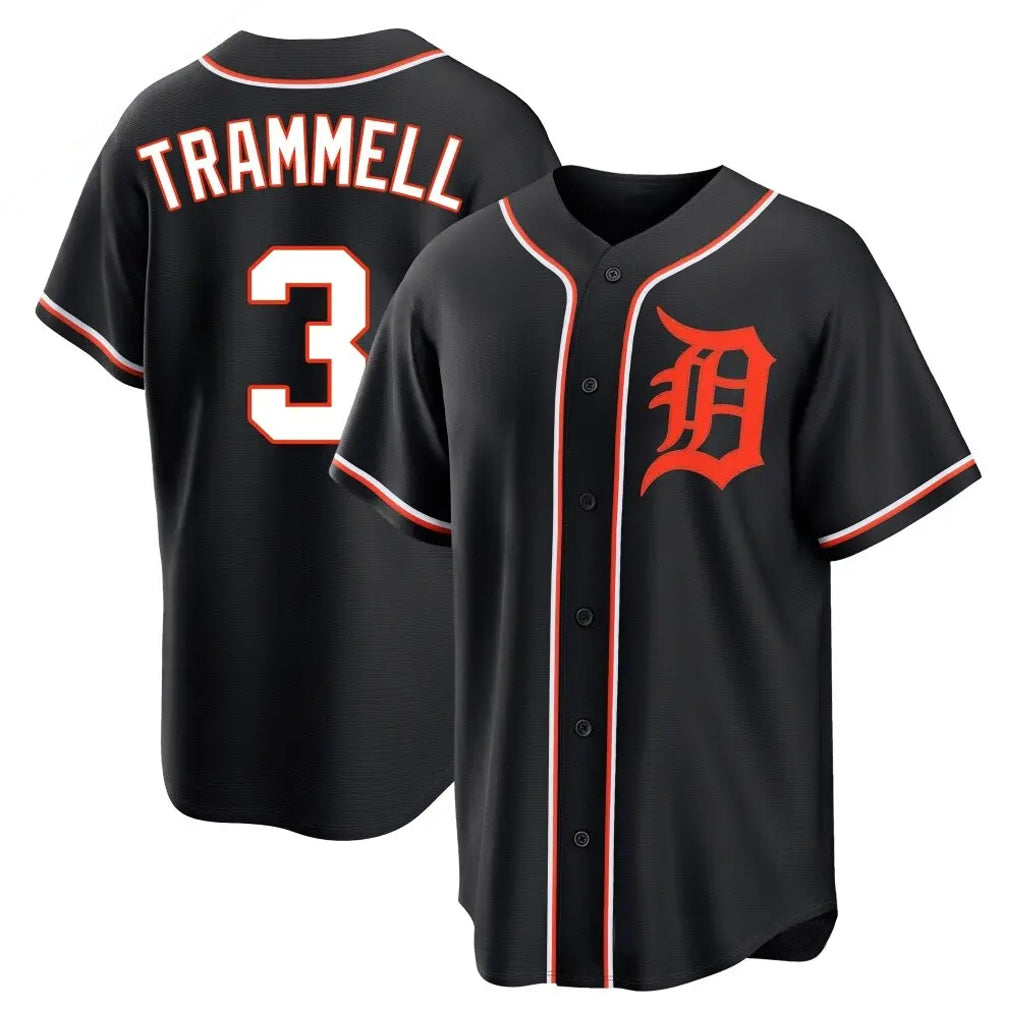 Johmsee D.Tigers #3 Alan Trammell Player Black Fashion Out Home Game Stitched Jerseys