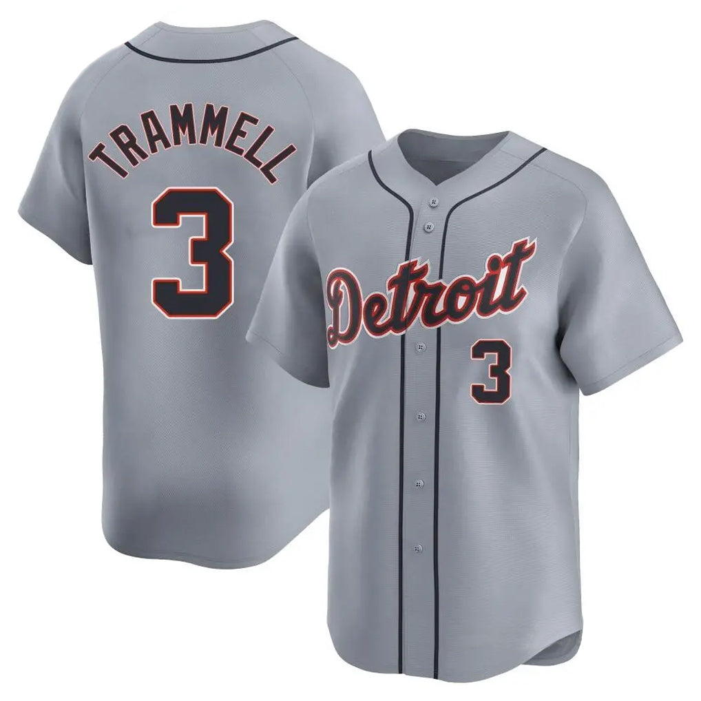 Johmsee D.Tigers #3 Alan Trammell Player Gray Home Limited Stitched Jerseys