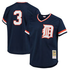 Johmsee D.Tigers #3 Alan Trammell Player Mitchell & Ness Navy 1984 Mesh Batting Practice  T-shirt Stitched Jerseys