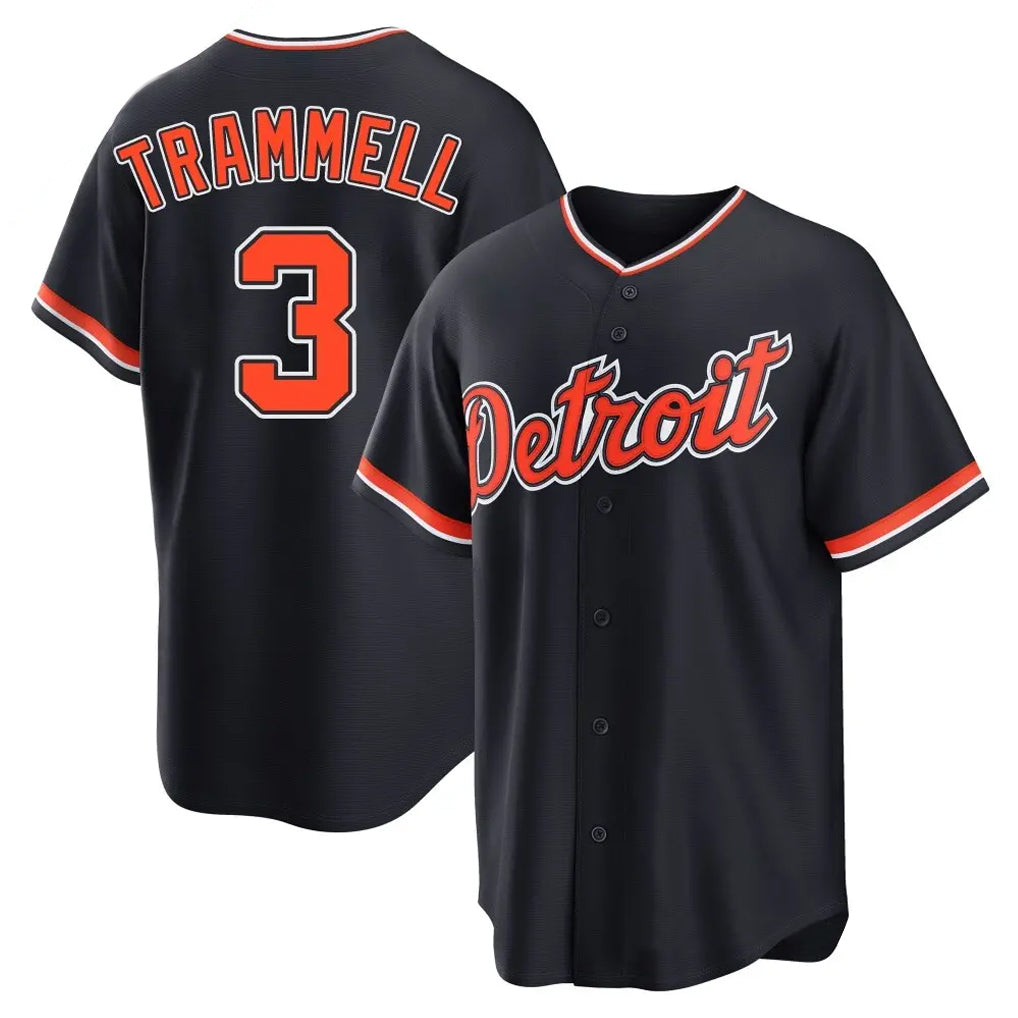 Johmsee D.Tigers #3 Alan Trammell Player Navy Home Game Stitched Jerseys