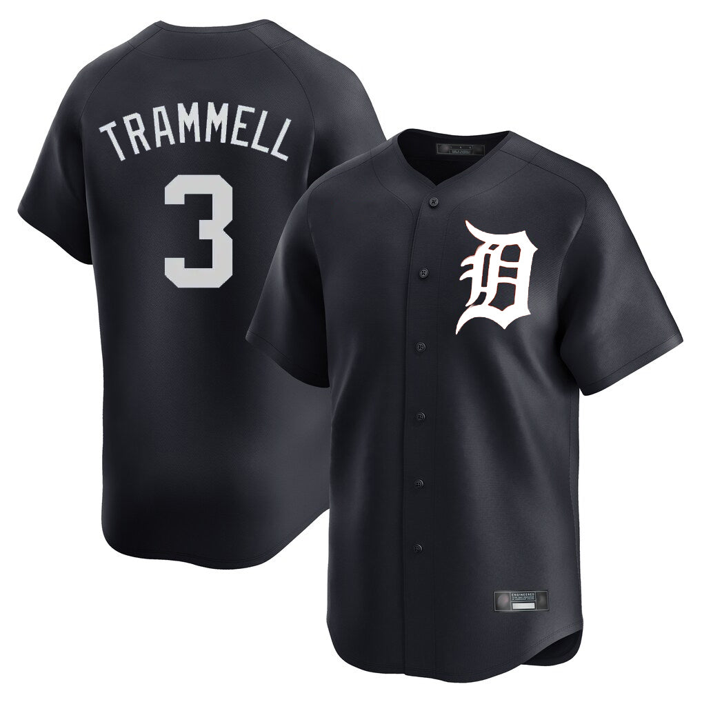Johmsee D.Tigers #3 Alan Trammell Player Navy Home Limited Game Stitched Jerseys
