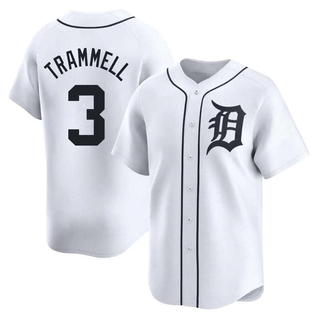 Johmsee D.Tigers #3 Alan Trammell Player White Home Limited Stitched Jerseys