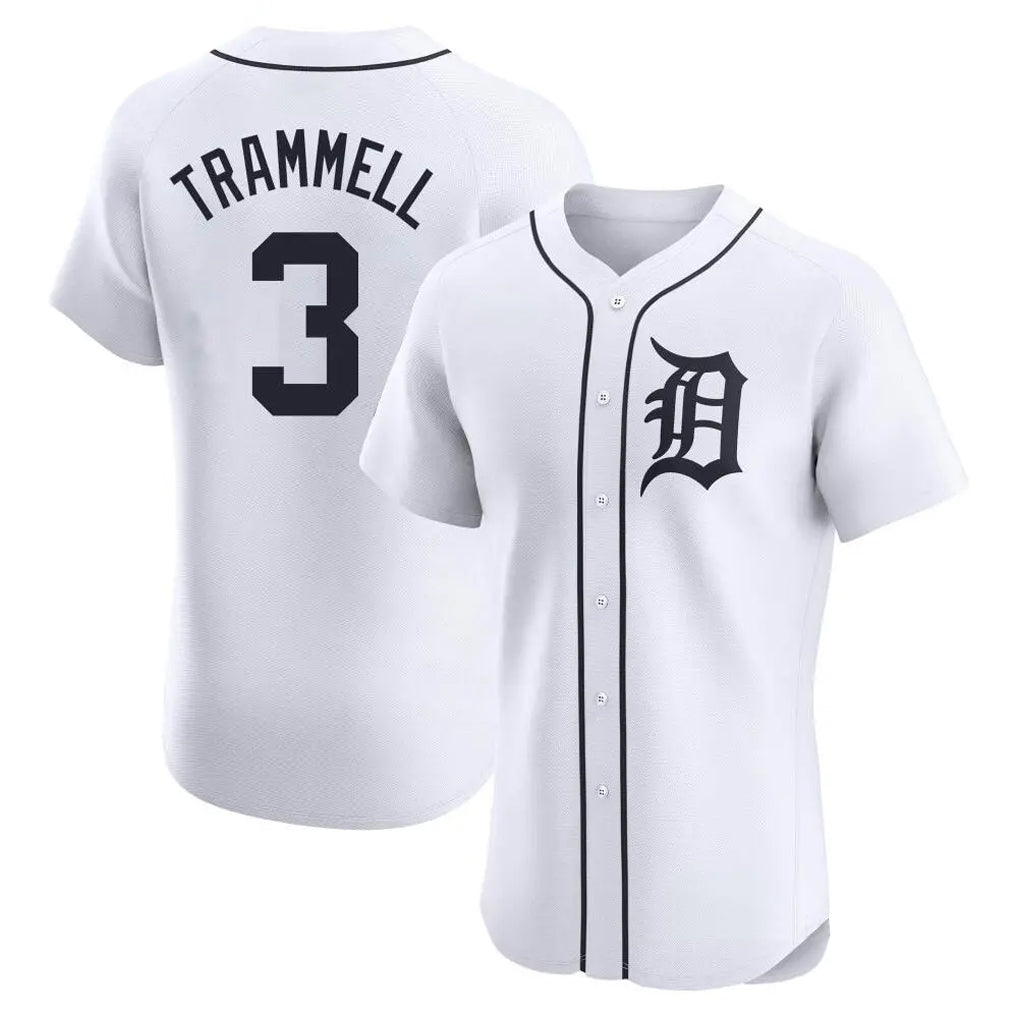 Johmsee D.Tigers #3 Alan Trammell Player White Limited Elite Home Stitched Jerseys