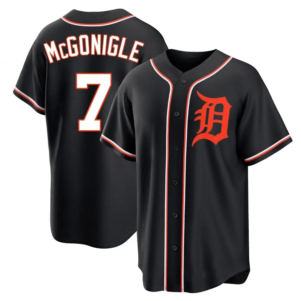 Johmsee D.Tigers #7 Kevin McGonigle Player Black Fashion Out Home Game Stitched Jerseys
