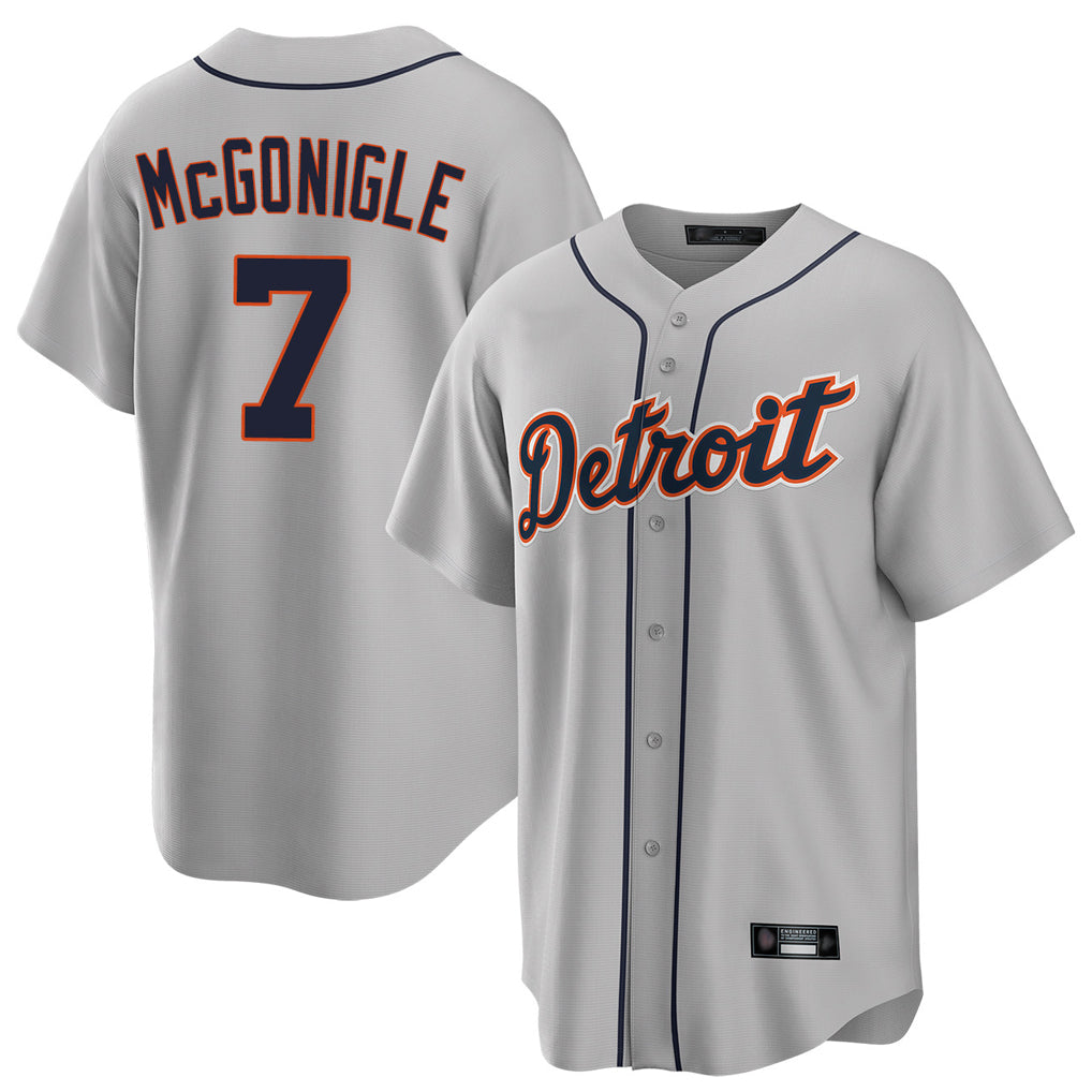 Johmsee D.Tigers #7 Kevin McGonigle Player Gray Home Game Stitched Jerseys