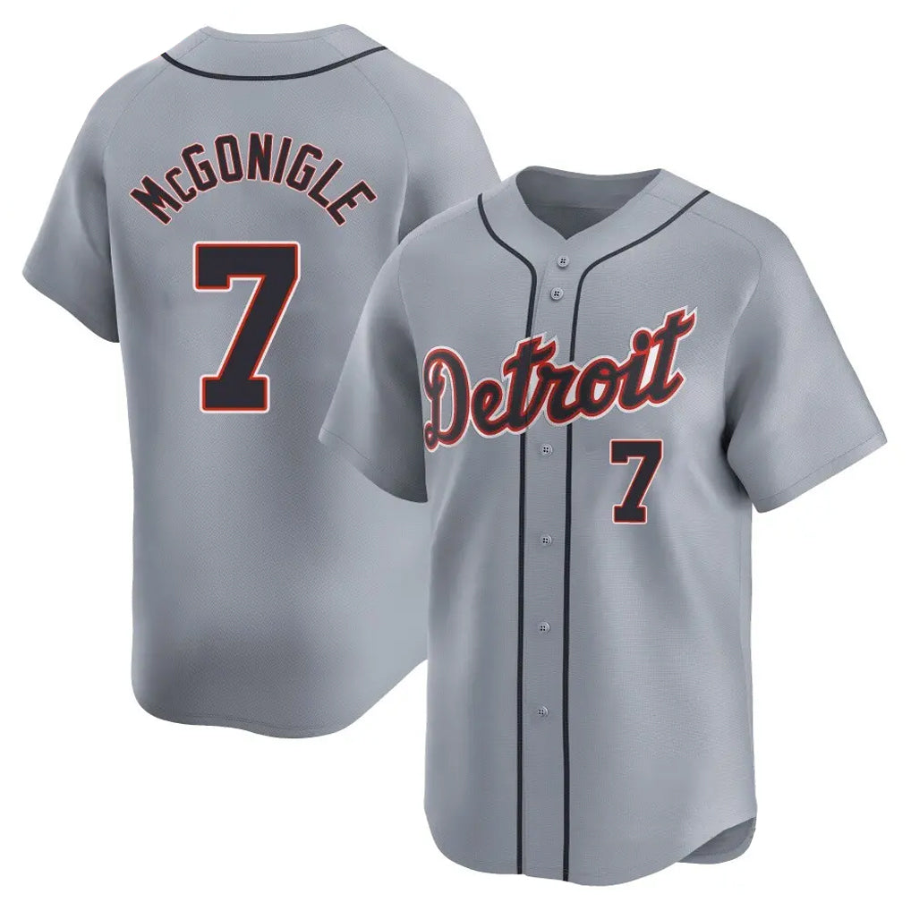 Johmsee D.Tigers #7 Kevin McGonigle Player Gray Home Limited Stitched Jerseys