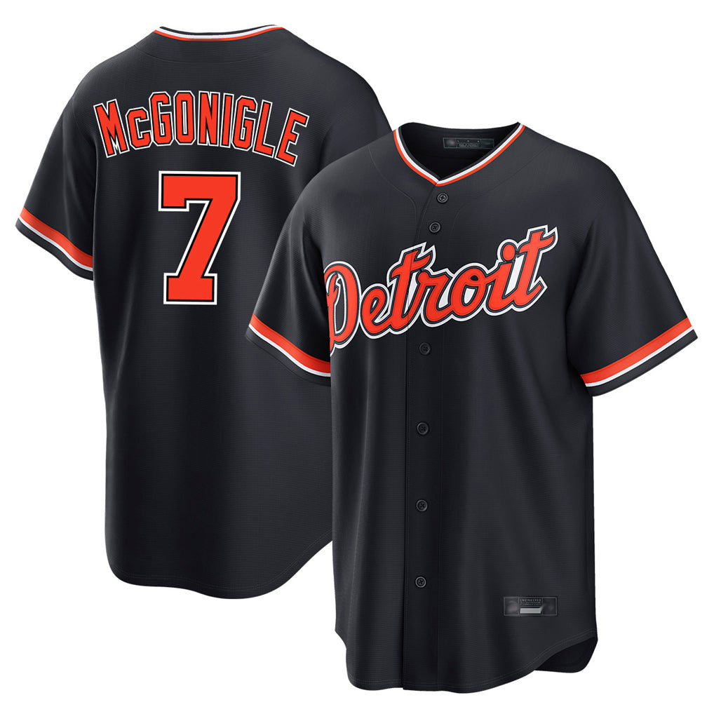 Johmsee D.Tigers #7 Kevin McGonigle Player Navy Home Game Stitched Jerseys