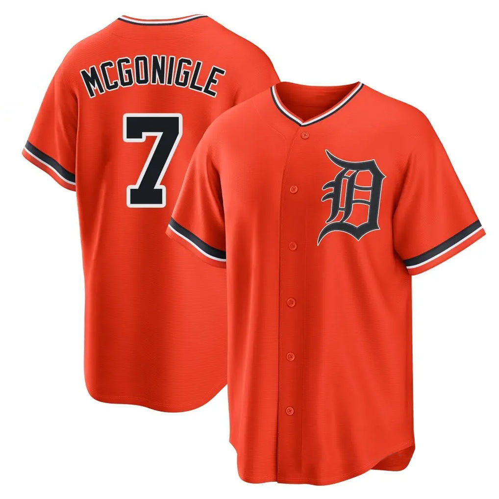 Johmsee D.Tigers #7 Kevin McGonigle Player Orange Home Game Stitched Jerseys