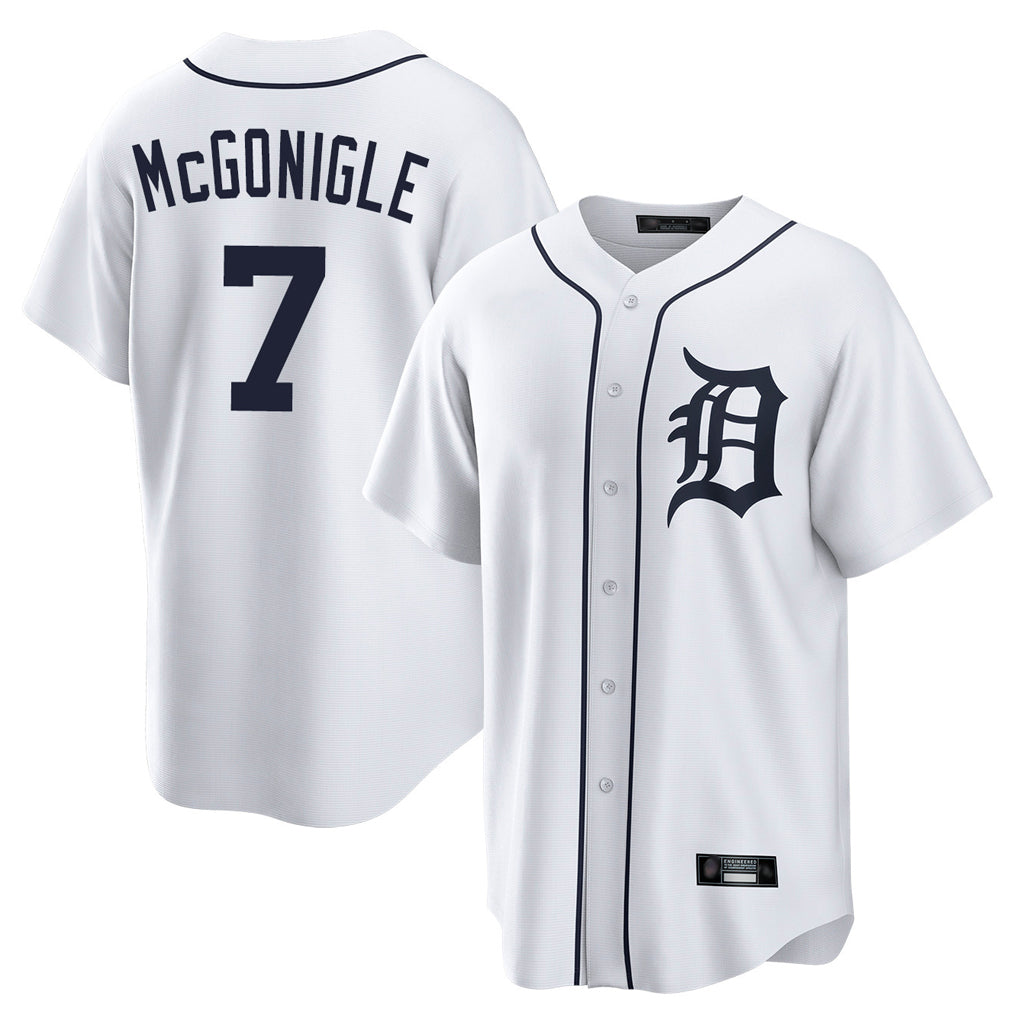 Johmsee D.Tigers #7 Kevin McGonigle Player White Home Game Stitched Jerseys