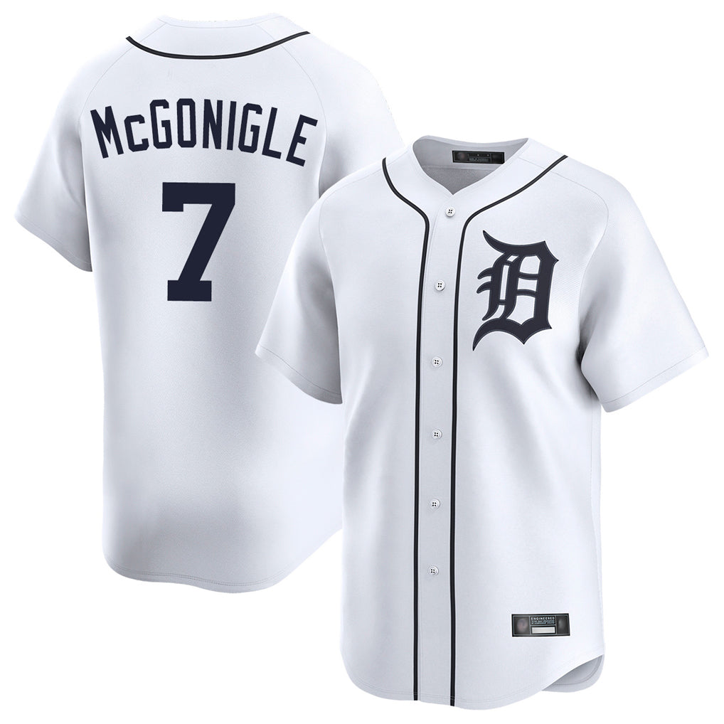 Johmsee D.Tigers #7 Kevin McGonigle Player White Home Limited Stitched Jerseys